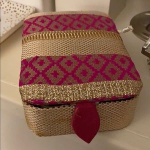 Bohemian pink and gold jewelry case